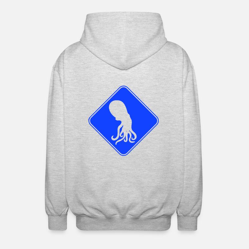 Pieuvre Danger Signe Avertissement Avertissement - Veste à capuche unisexe - gris clair chiné