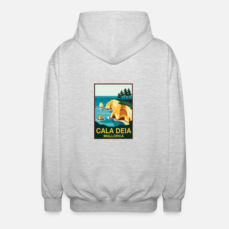 Cala Deia Mallorca - Unisex Kapuzenjacke - Hellgrau meliert