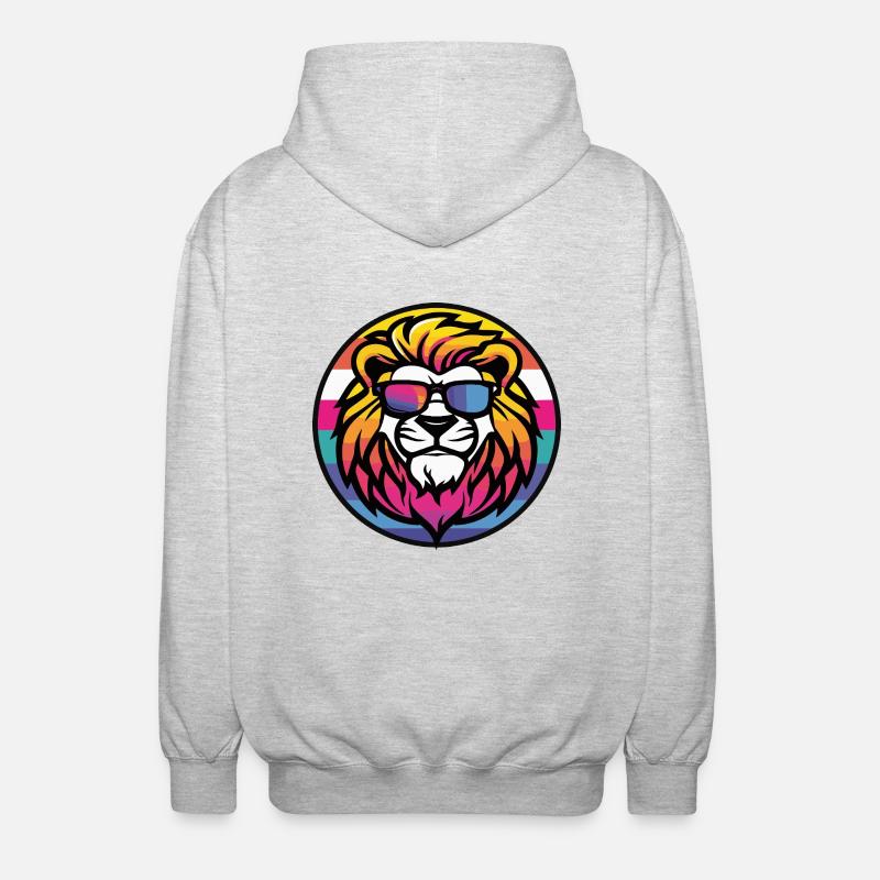 Löwe Comic Cool - Unisex Kapuzenjacke - Hellgrau meliert