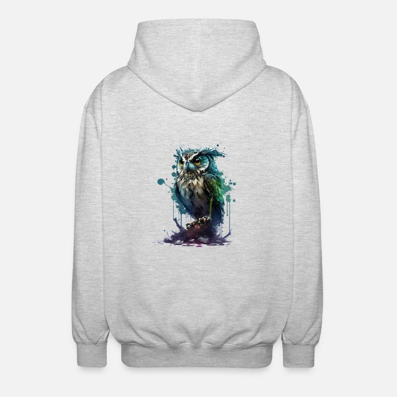 Tropfen Eule - Unisex Kapuzenjacke - Hellgrau meliert