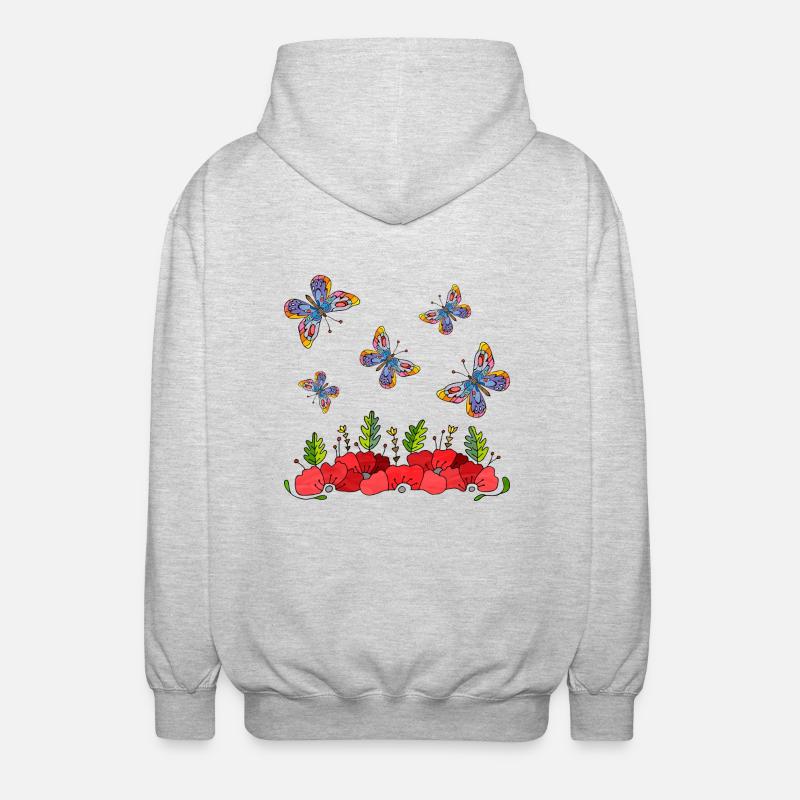 Schmetterlinge - Unisex Kapuzenjacke - Hellgrau meliert