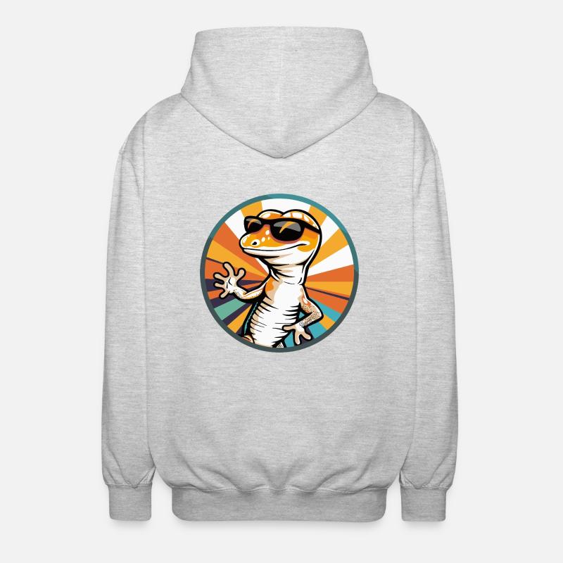 Echse Comic Cool - Unisex Kapuzenjacke - Hellgrau meliert