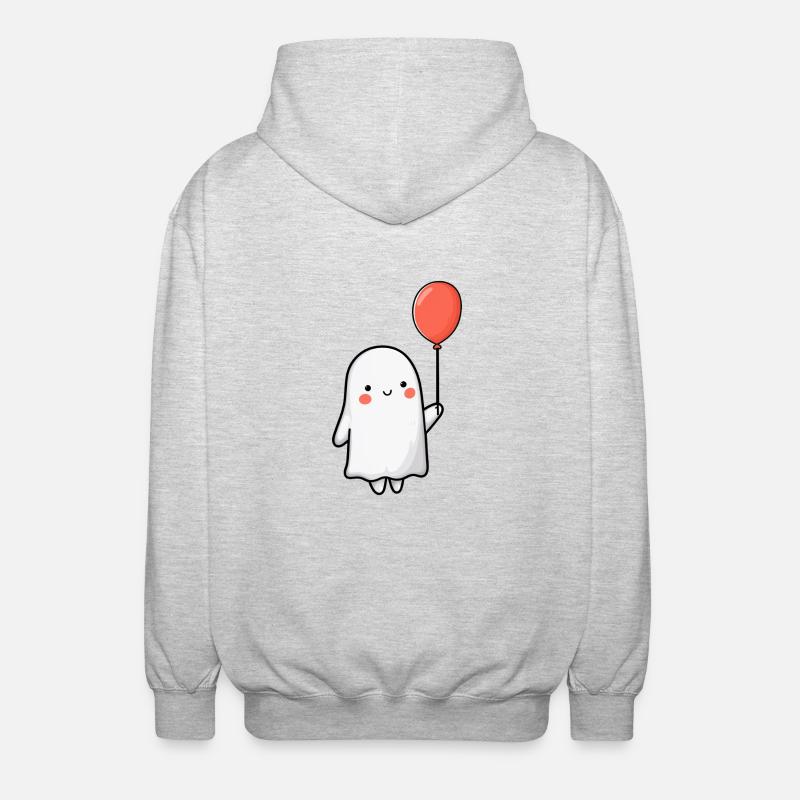 fantôme et ballon - Veste à capuche unisexe - gris clair chiné