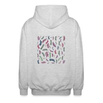 Botanical Flower Garden - Unisex Hooded Jacket - light heather grey - Back - AI Model Male 185 light (185cm)