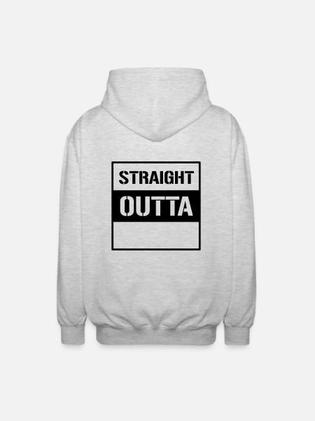 straight outta - Unisex Hooded Jacket - light heather grey