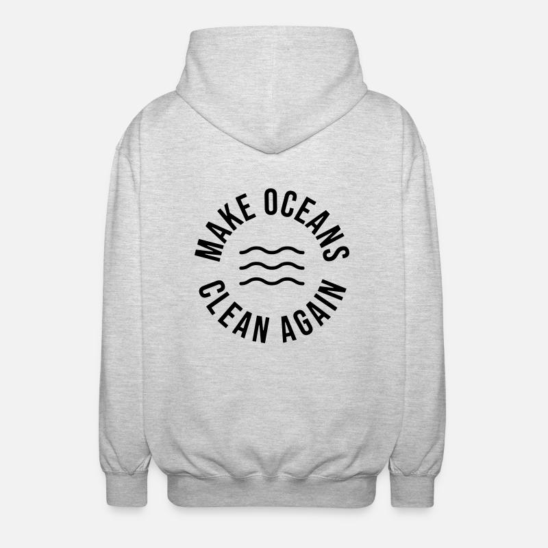 Make Oceans Clean Again - Unisex Kapuzenjacke - Hellgrau meliert