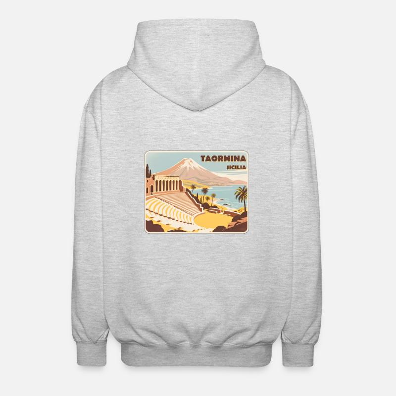 Taormina, Sicile - Veste à capuche unisexe - gris clair chiné