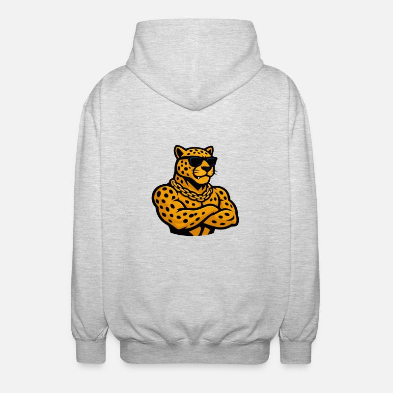 leopard gepard comic - Unisex Kapuzenjacke - Hellgrau meliert