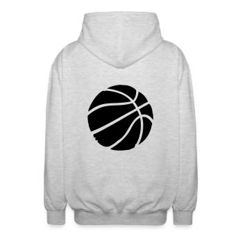 Basketball - Unisex Kapuzenjacke - Hellgrau meliert - Hinten - AI Model Male 185 light (185cm)