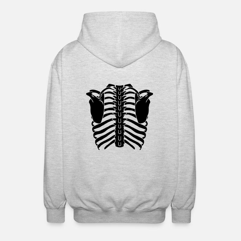 Brustkorb (Rückseite) - Unisex Kapuzenjacke - Hellgrau meliert