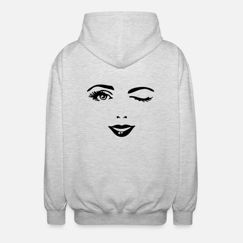 female_face_1c - Unisex Kapuzenjacke - Hellgrau meliert