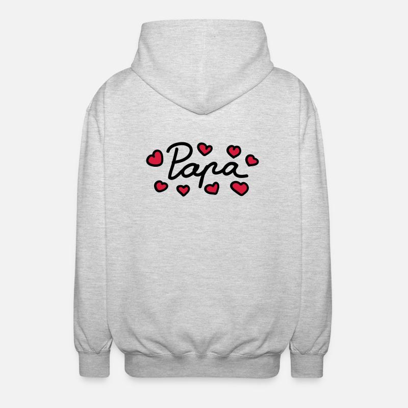 Papa - coeur - 2 - Veste à capuche unisexe - gris clair chiné