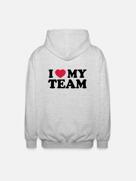 I love my Team - Unisex Kapuzenjacke - Hellgrau meliert