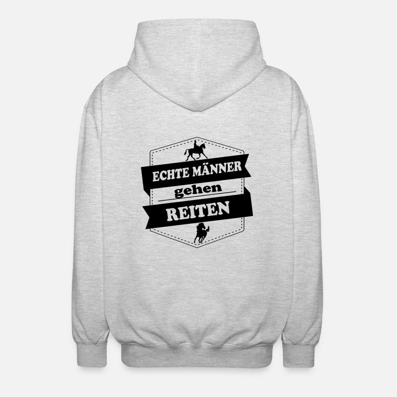 echte maenner gehen reiten - Unisex Kapuzenjacke - Hellgrau meliert