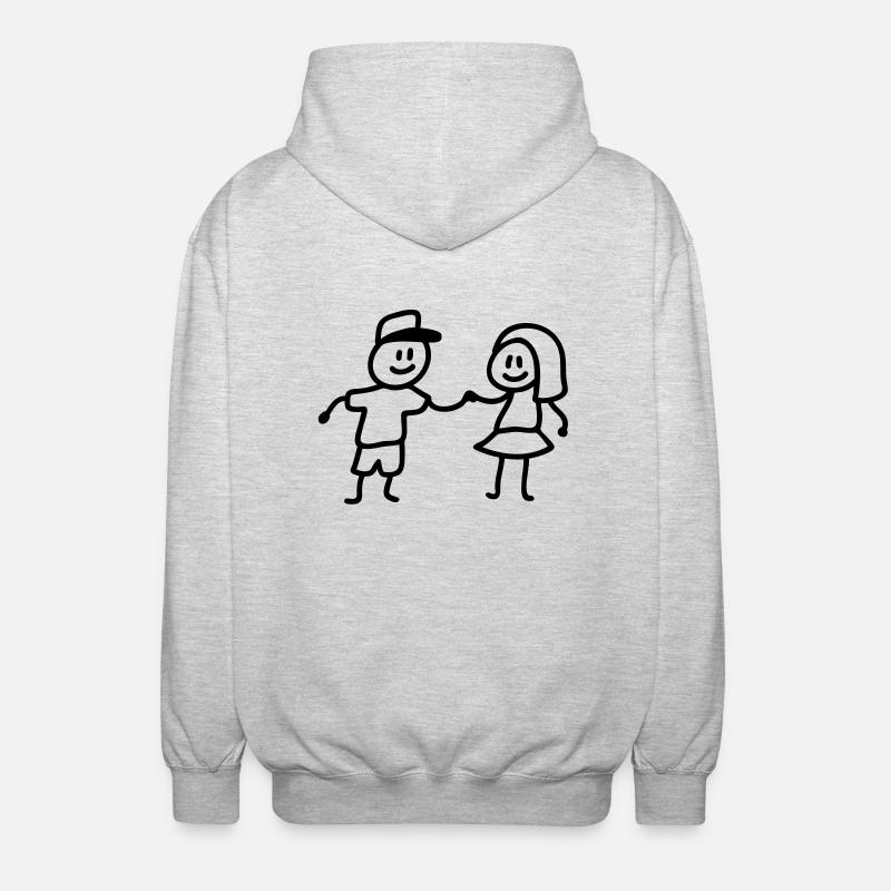Junge Mädchen spielen - Unisex Kapuzenjacke - Hellgrau meliert