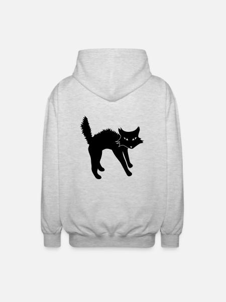 Angry Cat - Unisex Kapuzenjacke - Hellgrau meliert