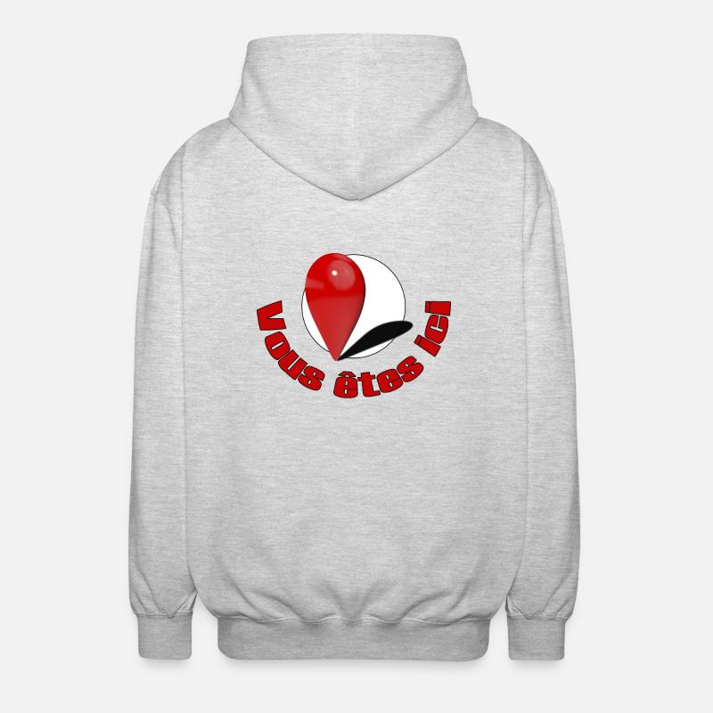 Sie sind hier mit Text - Unisex Kapuzenjacke - Hellgrau meliert