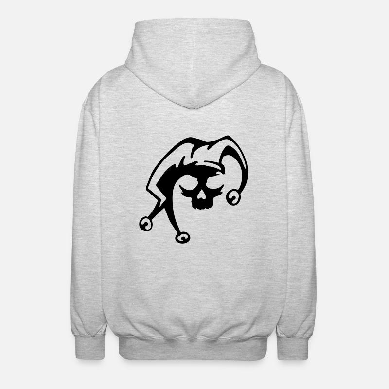 poker, crâne, crâne, joker - Veste à capuche unisexe - gris clair chiné