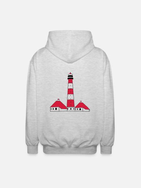 Westerhever Leuchtturm - Unisex Kapuzenjacke - Hellgrau meliert