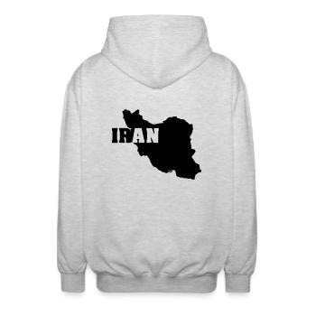Iran (ID: 002004) - Veste à capuche unisexe - gris clair chiné - Dos - AI Model Male 185 light (185cm)
