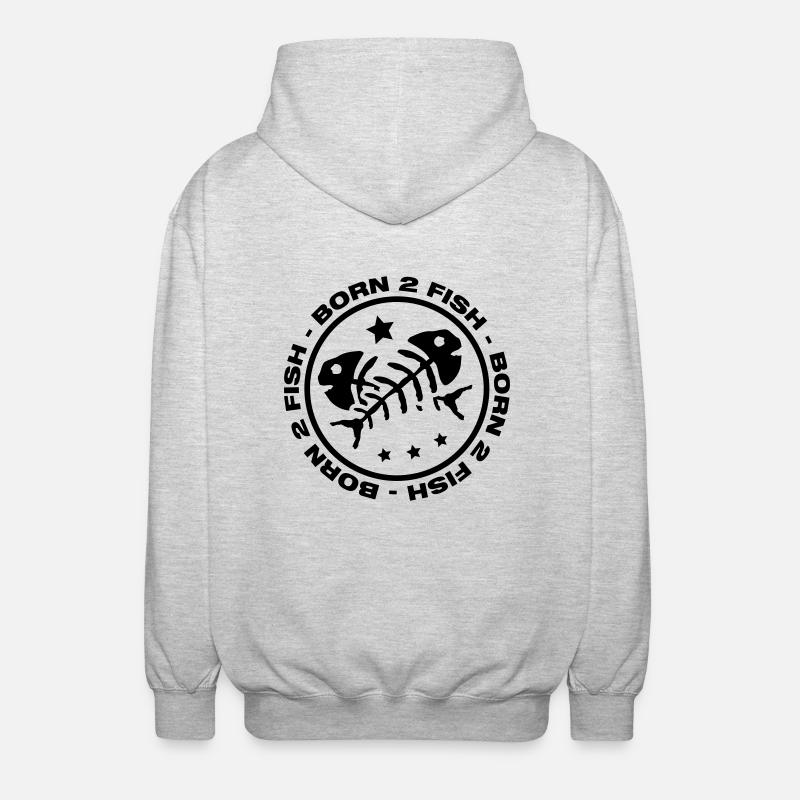 born_2_fish_aa1 - Unisex Kapuzenjacke - Hellgrau meliert
