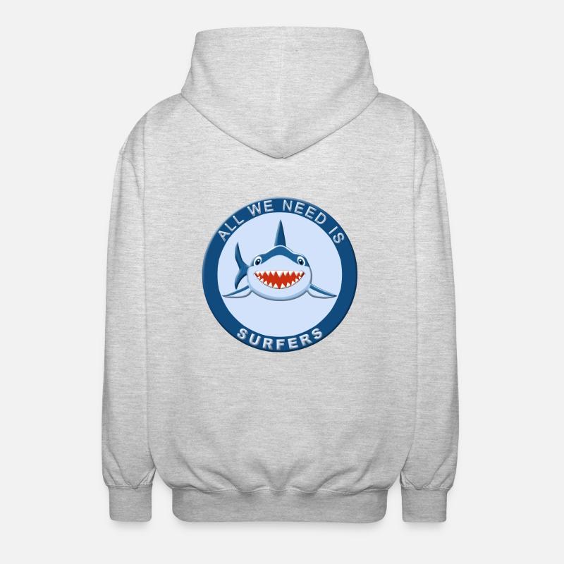 Requin surf - Veste à capuche unisexe - gris clair chiné