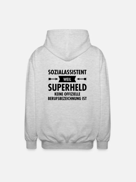 Sozialassistent - Superheld - Unisex Kapuzenjacke - Hellgrau meliert