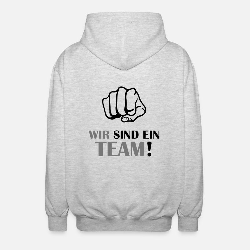 faust_wir_sind_ein_team_2 - Unisex Kapuzenjacke - Hellgrau meliert
