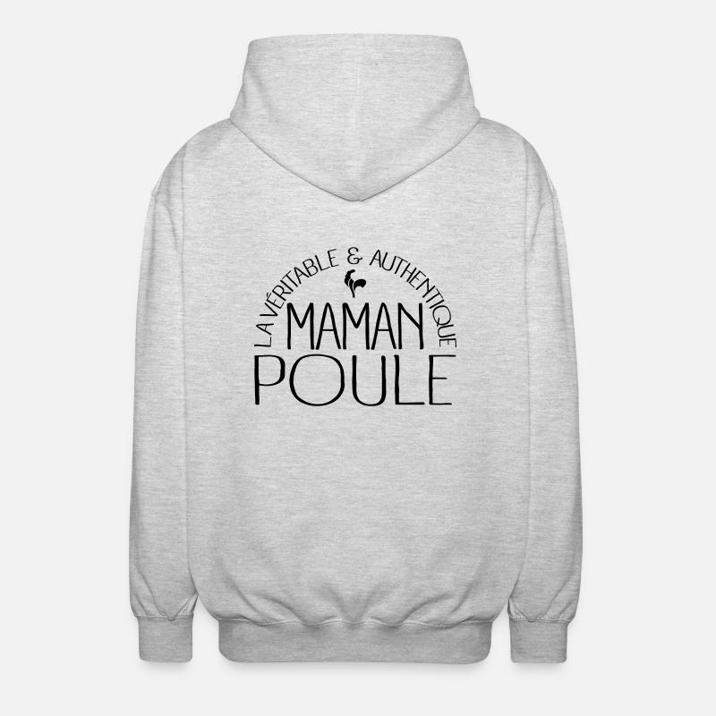 Maman Poule - Veste à capuche unisexe - gris clair chiné