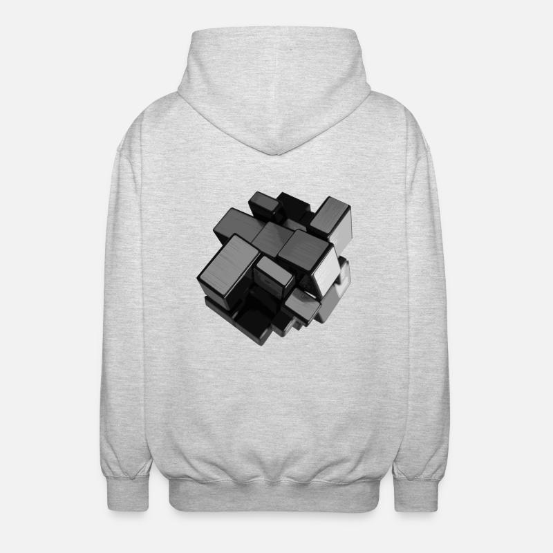 Silver-grey unstructured cube in perspective - Unisex Hooded Jacket - light heather grey