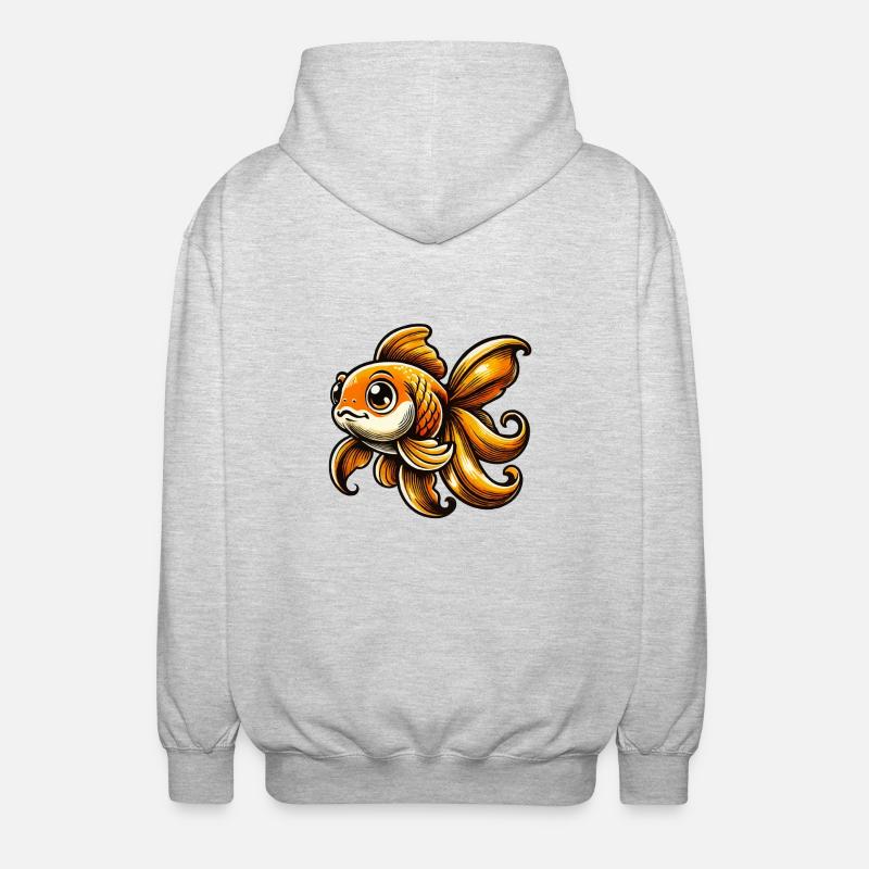 Bande dessinée de poisson rouge - Veste à capuche unisexe - gris clair chiné