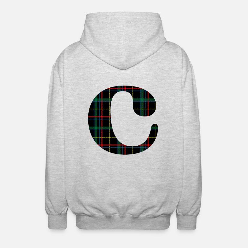 Monogramme c tartan écossais - Veste à capuche unisexe - gris clair chiné