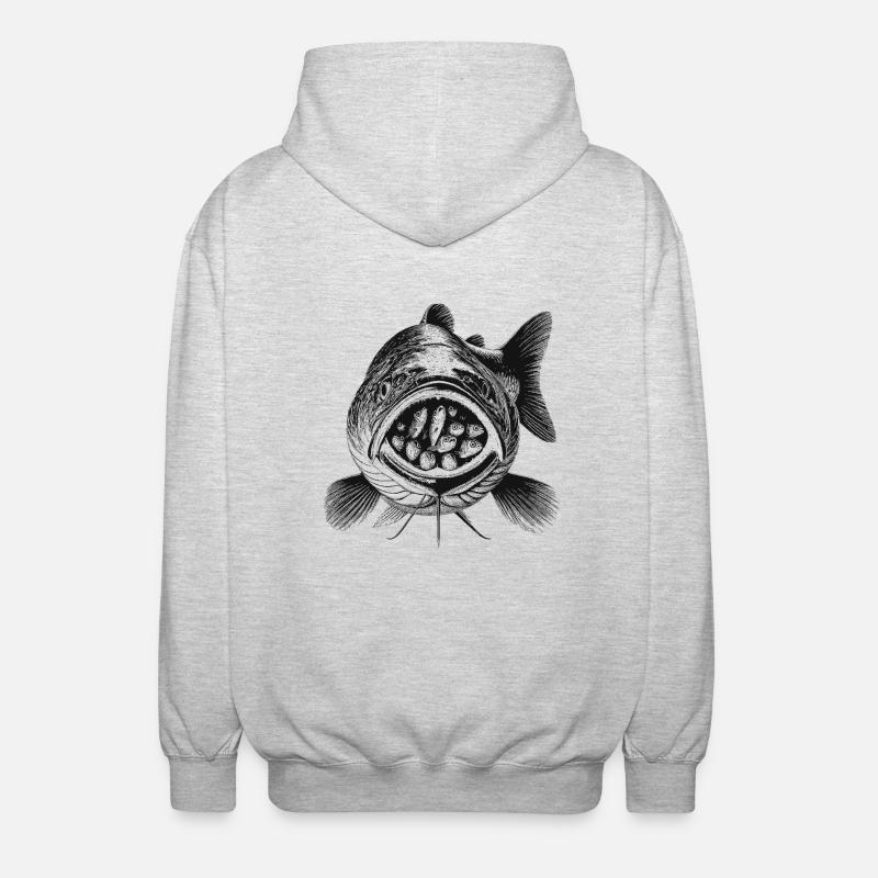 Fisch - Unisex Kapuzenjacke - Hellgrau meliert