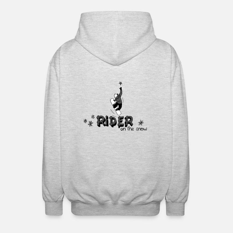Snowboard auf dem Schnee - Unisex Kapuzenjacke - Hellgrau meliert