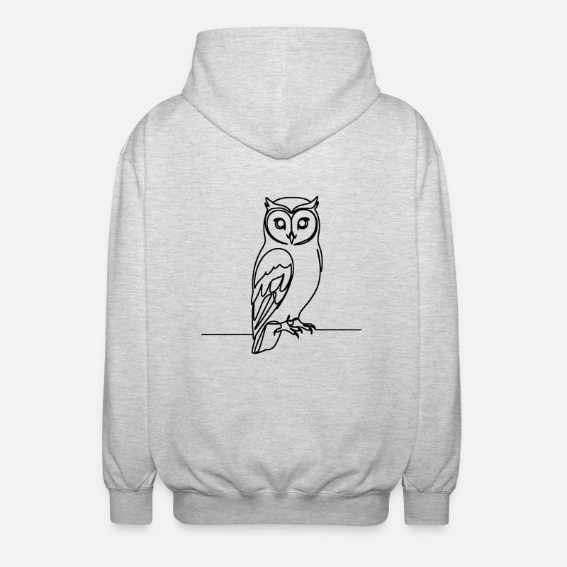 Eule Einzeilig - Unisex Kapuzenjacke - Hellgrau meliert