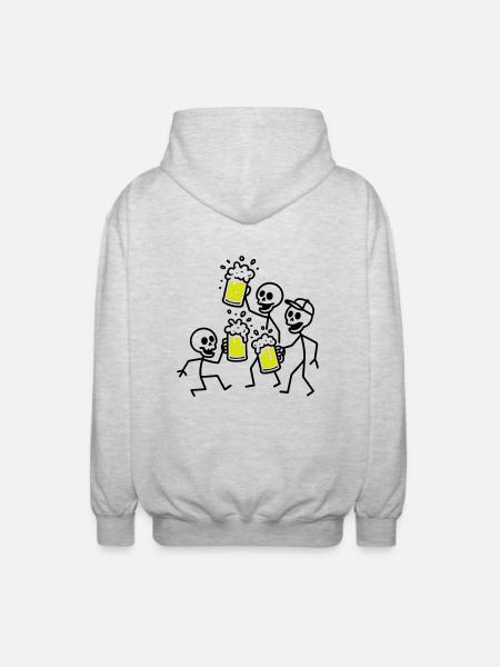 Beer Team Skeleton - Unisex Hooded Jacket - light heather grey