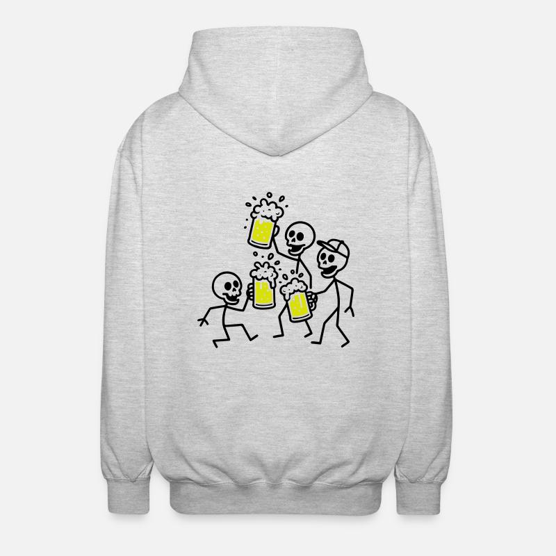 Bier Team Skelett - Unisex Kapuzenjacke - Hellgrau meliert