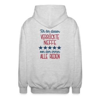 Neffe Lustige Geburtstag Idee Spruch Neffen - Unisex Kapuzenjacke - Hellgrau meliert - Hinten - AI Model Male 185 light (185cm)