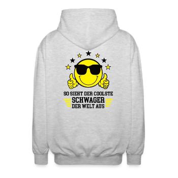 So Sieht Der Coolste Schwager Der Welt Aus - Unisex Kapuzenjacke - Hellgrau meliert - Hinten - AI Model Male 185 light (185cm)