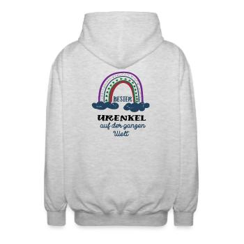 Bester Urenkel Ur Enkel Jungen Enkelkind Enkelsohn - Unisex Kapuzenjacke - Hellgrau meliert - Hinten - AI Model Male 185 light (185cm)