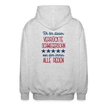 Schwiegersohn Geburtstag Bester Schwieger Sohn - Unisex Kapuzenjacke - Hellgrau meliert - Hinten - AI Model Male 185 light (185cm)