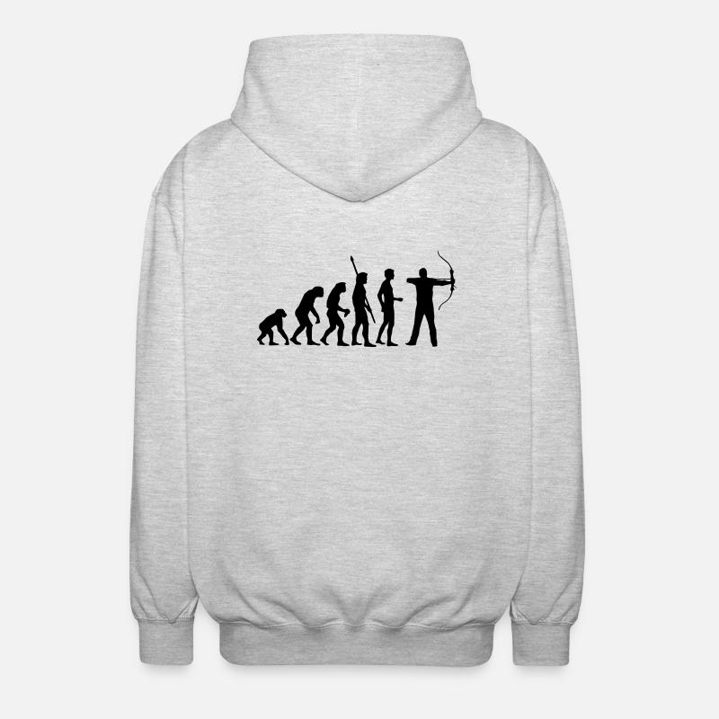 evolution_bogenschiessen - Unisex Kapuzenjacke - Hellgrau meliert