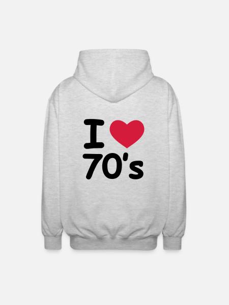 I Love 70's - Unisex Hooded Jacket - light heather grey