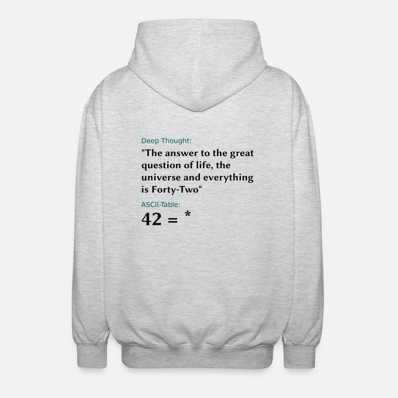 42 = * - Unisex Kapuzenjacke - Hellgrau meliert