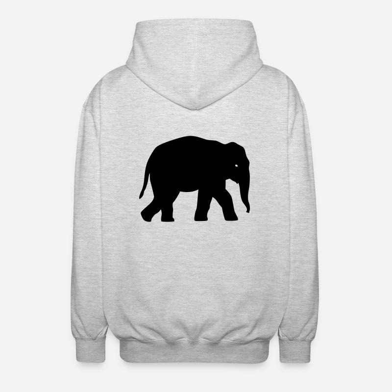 Elephant Silhouette - Unisex Kapuzenjacke - Hellgrau meliert