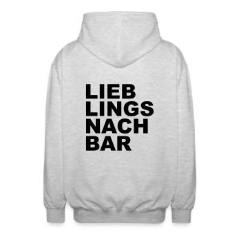 Lieblings Nachbar - Unisex Kapuzenjacke - Hellgrau meliert - Hinten - AI Model Male 185 light (185cm)