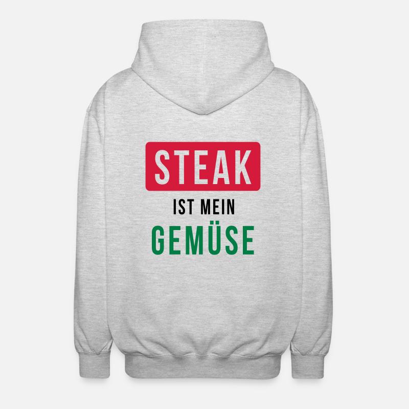 Steak is my vegetables - Barbecues - Unisex Hooded Jacket - light heather grey