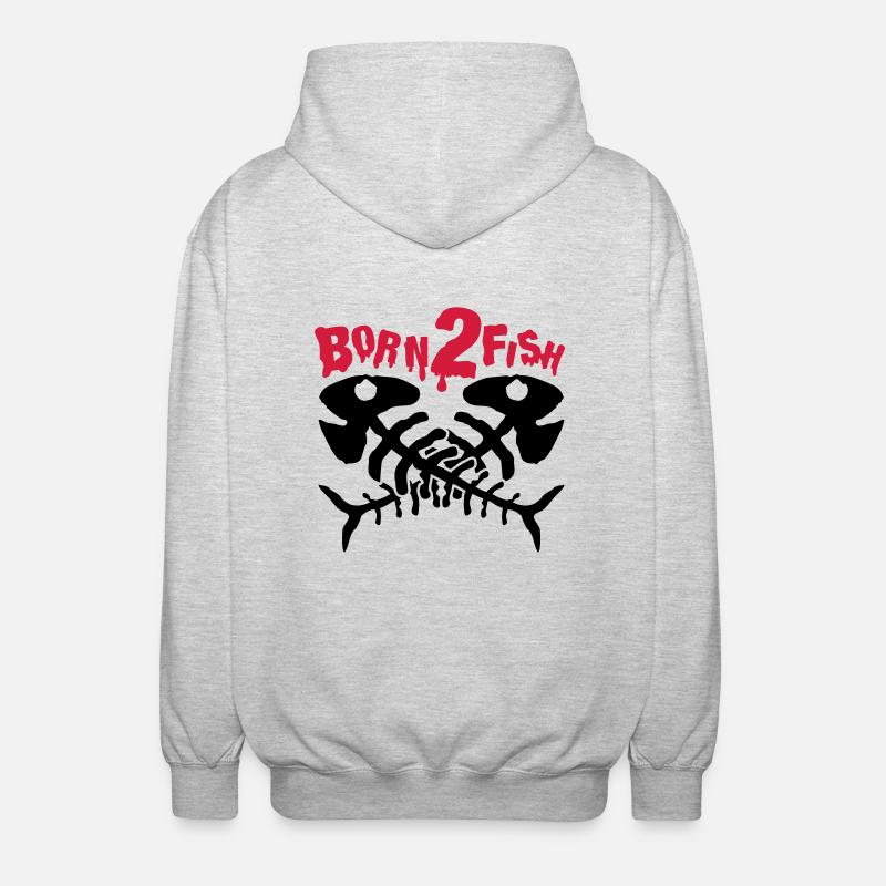 fish_born_to_fish_dx2 - Veste à capuche unisexe - gris clair chiné