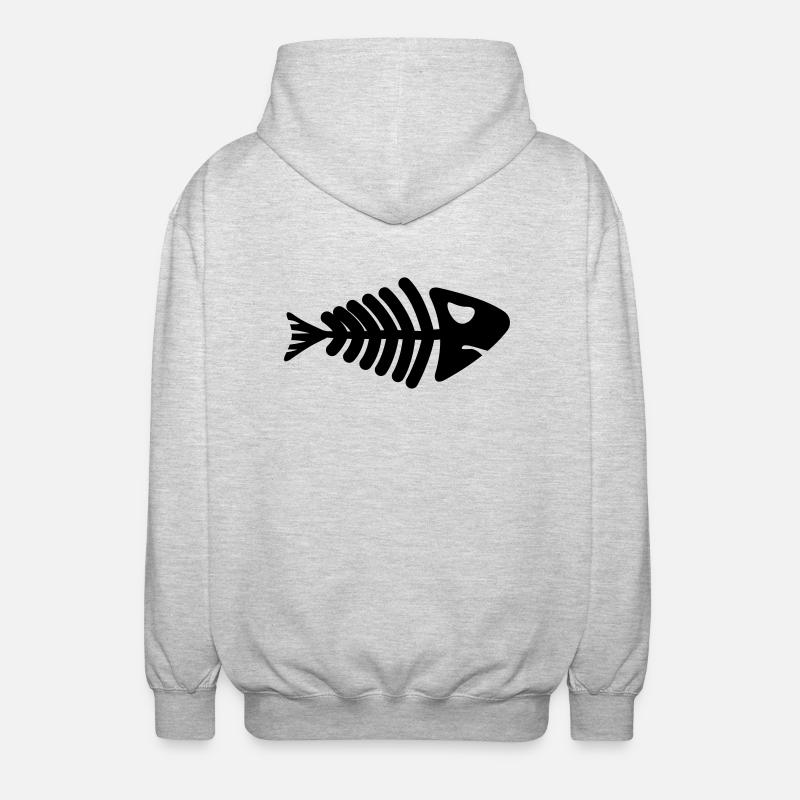 fish skeleton bone tail - Unisex Kapuzenjacke - Hellgrau meliert