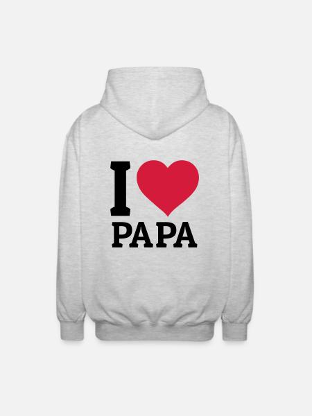 I love Papa - Unisex Kapuzenjacke - Hellgrau meliert
